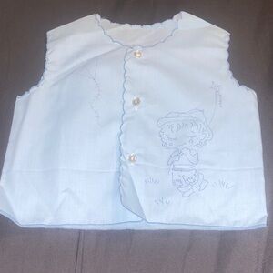 Vintage 1950's handmade lightweight baby blue diaper shirt.